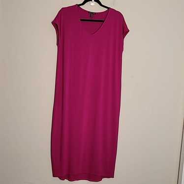 Eileen fisher midi dress Sz S Magenta Stretchy Hi… - image 1