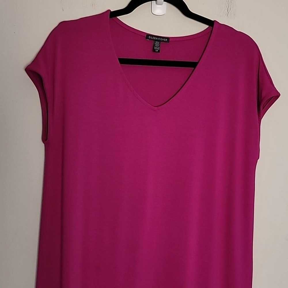 Eileen fisher midi dress Sz S Magenta Stretchy Hi… - image 2