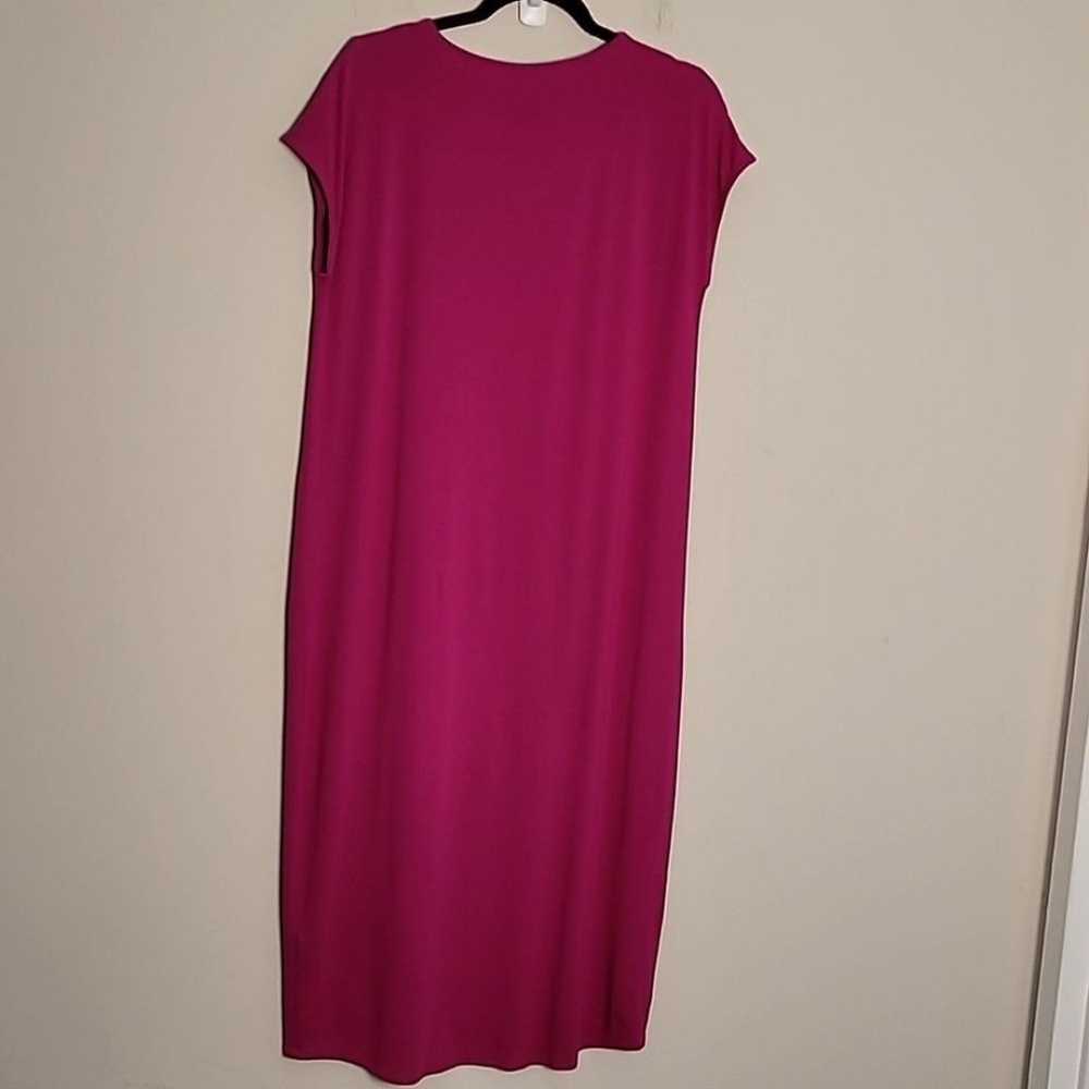 Eileen fisher midi dress Sz S Magenta Stretchy Hi… - image 4