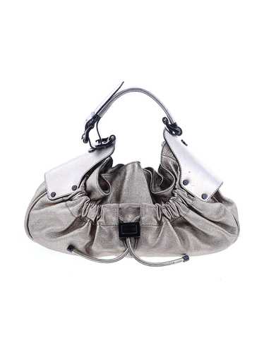 Burberry Women Silver Metallic Leather Drawstring 