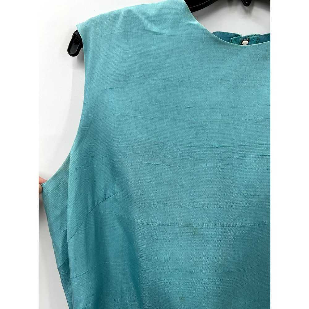 Vintage Teal Unbranded Sleeveless Belted Waist Ti… - image 3