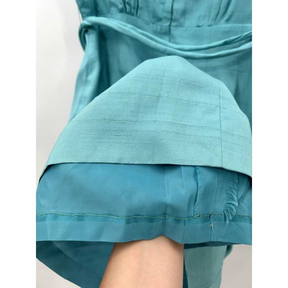 Vintage Teal Unbranded Sleeveless Belted Waist Ti… - image 5