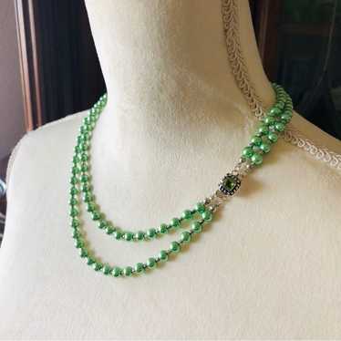 Handcrafted green Czech Pearl forsterite peridot … - image 1