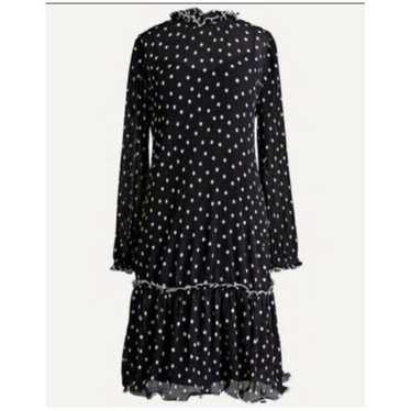 J Crew Ruffled Pleated Polka Dot Dress 10 Oversize