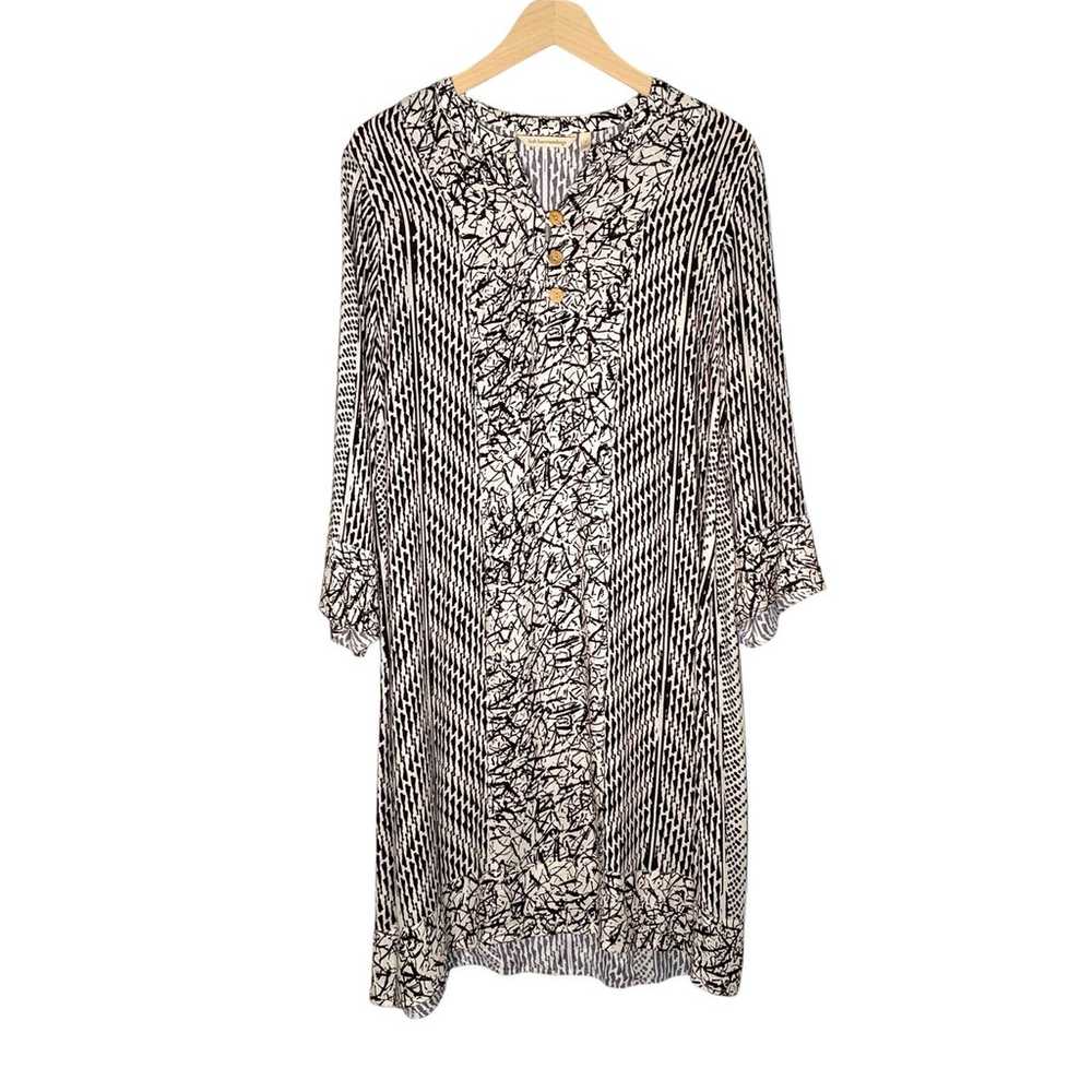 Soft Surroundings Raven Dress Ecru/Black Size L - image 3