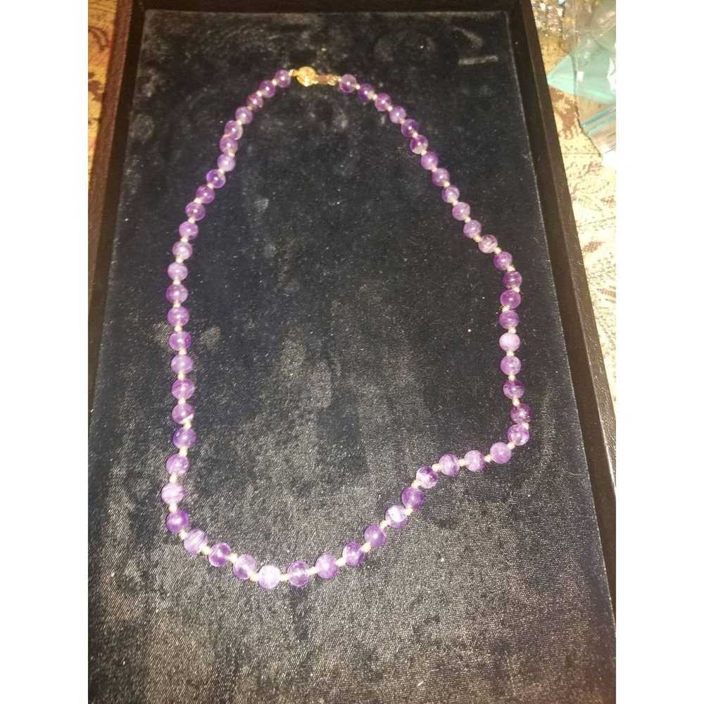 23 inch Vintage Amethyst Solid 14k Gold Bead neck… - image 1