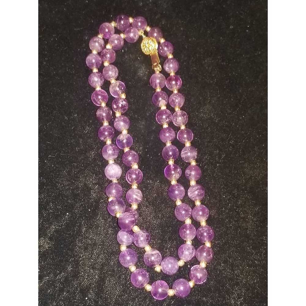 23 inch Vintage Amethyst Solid 14k Gold Bead neck… - image 4