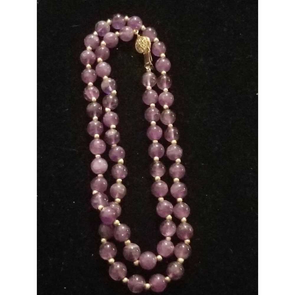 23 inch Vintage Amethyst Solid 14k Gold Bead neck… - image 5