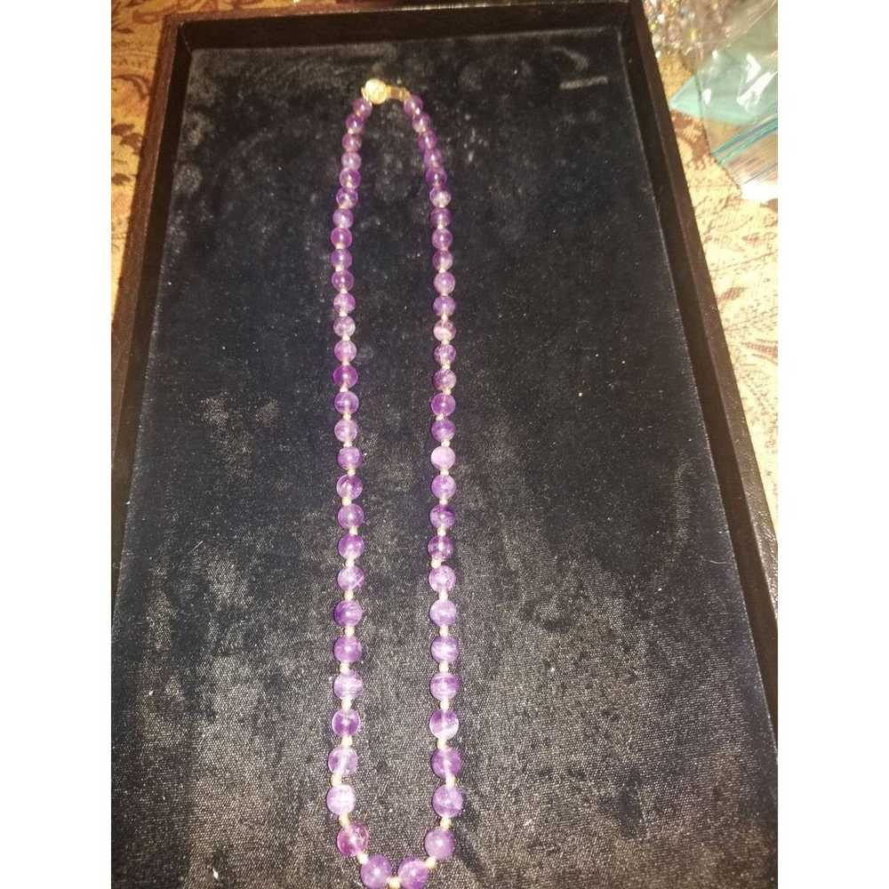 23 inch Vintage Amethyst Solid 14k Gold Bead neck… - image 9