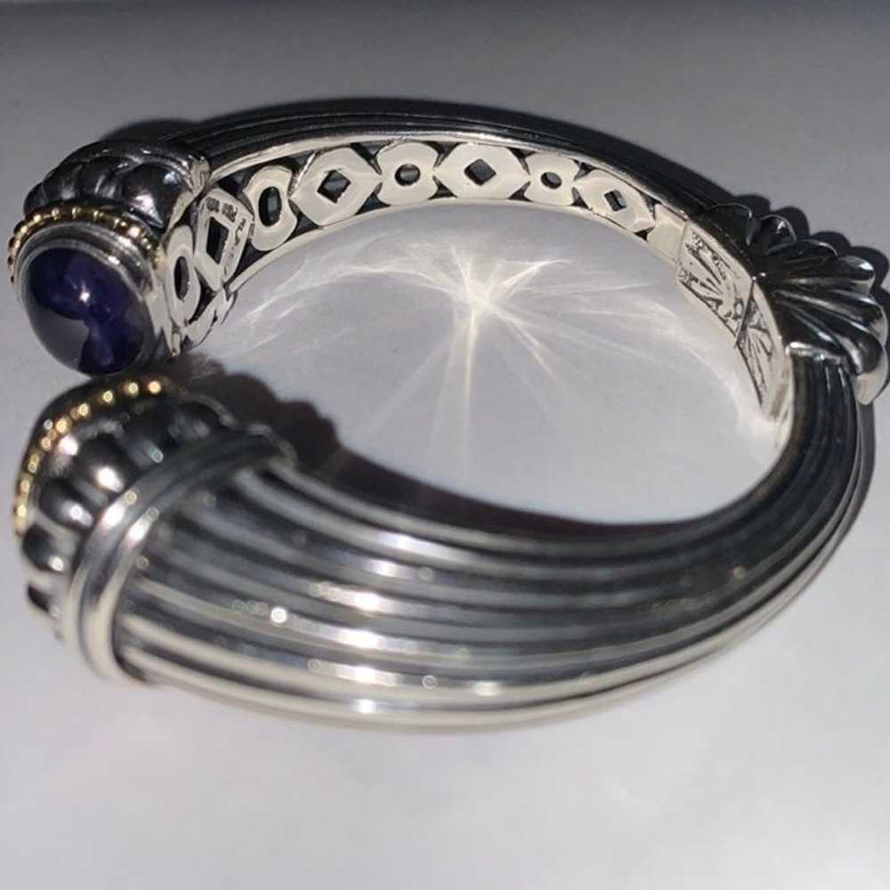 Rare LAGOS iolite SS/18kt gold cuff bracelet - image 7