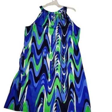 Jude Connally hi-neck  halter dress bright col