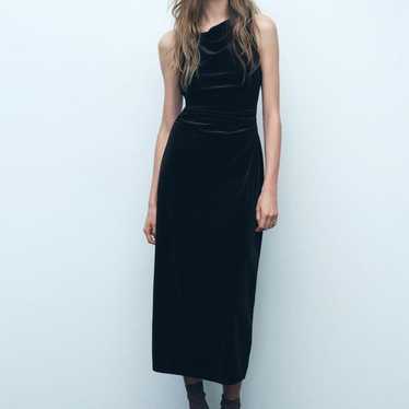 Zara Midi-Length Velvet Dress