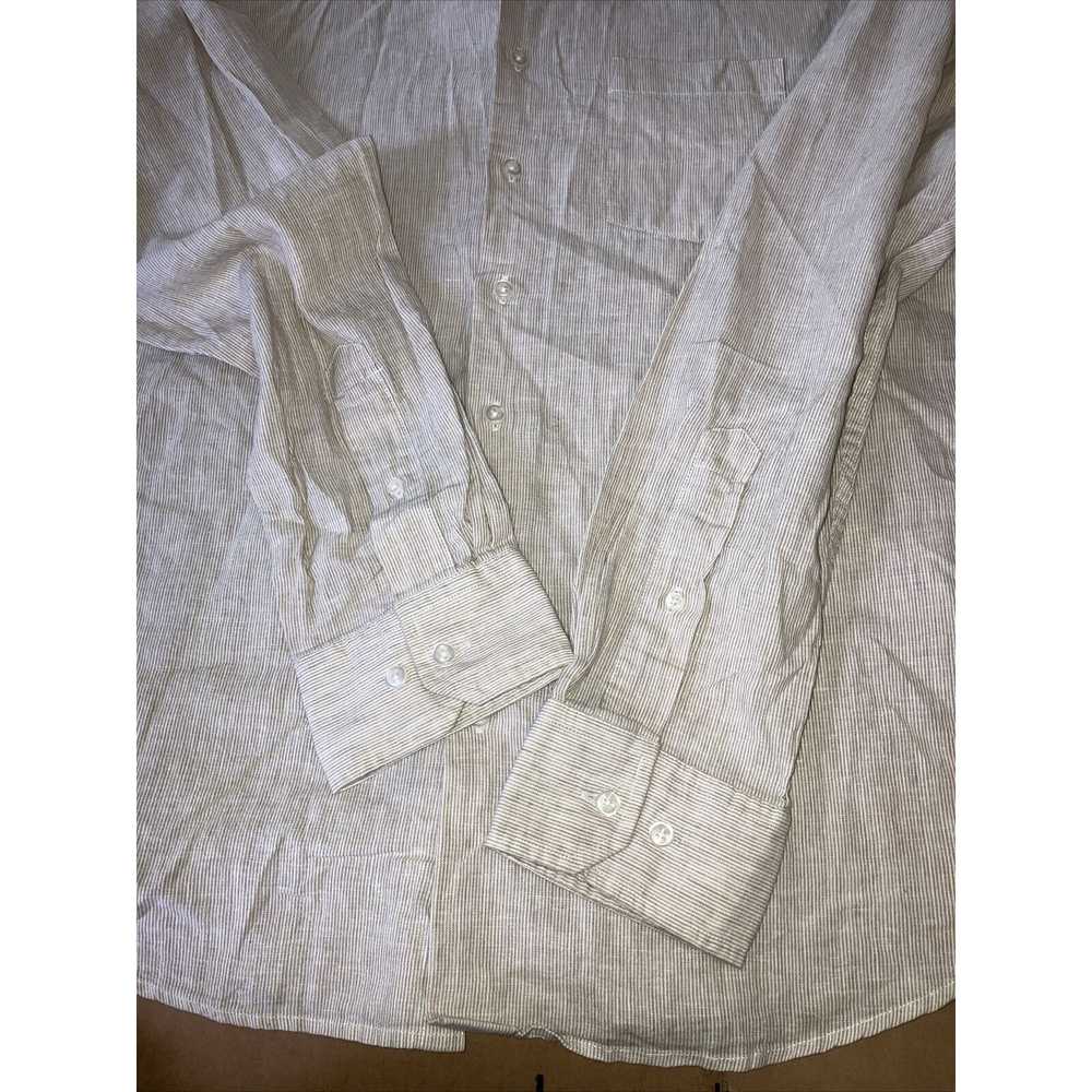 Toscano Cotton Linen Beige Button Down Shirt, Str… - image 8