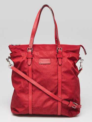 Gucci Red GG Nylon Crossbody Tote Bag