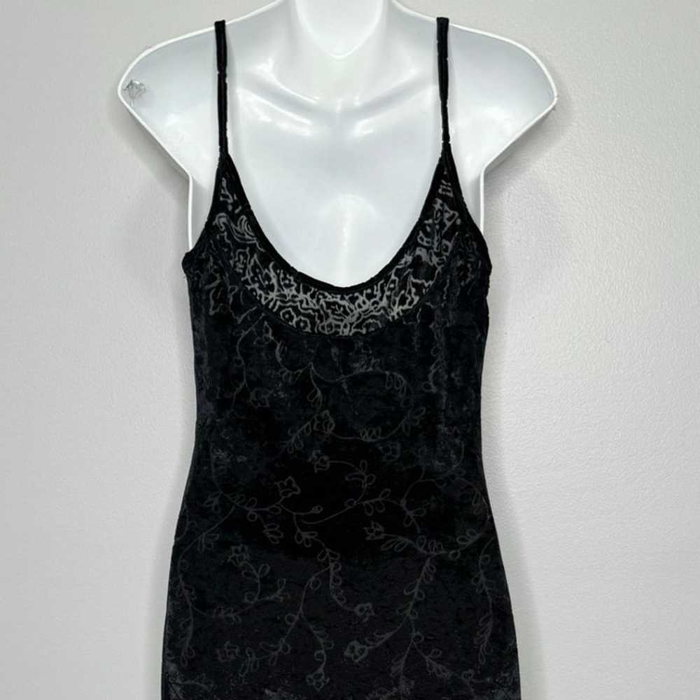 Vintage 90s iKiTo Black Burnout Velvet Floral Max… - image 7