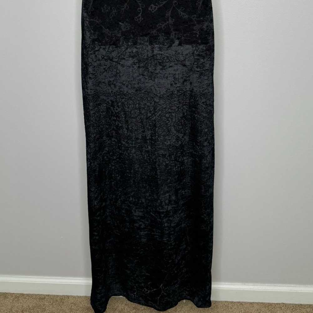 Vintage 90s iKiTo Black Burnout Velvet Floral Max… - image 8