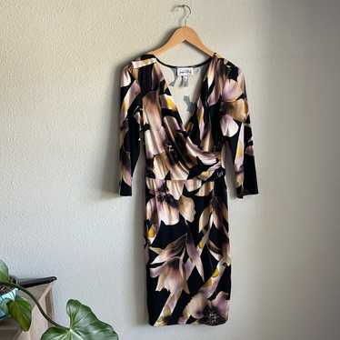 Joseph Ribkoff Floral Print Faux Wrap Dress