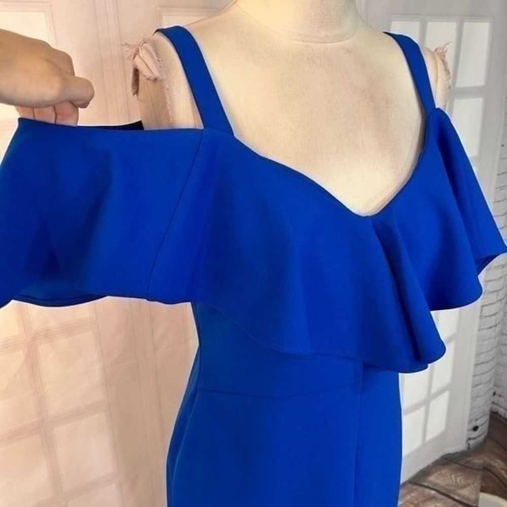 Rachel Roy Cold Shoulder blue flounce pencil Dres… - image 3