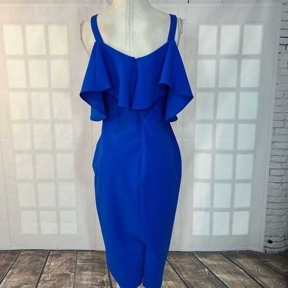 Rachel Roy Cold Shoulder blue flounce pencil Dres… - image 6