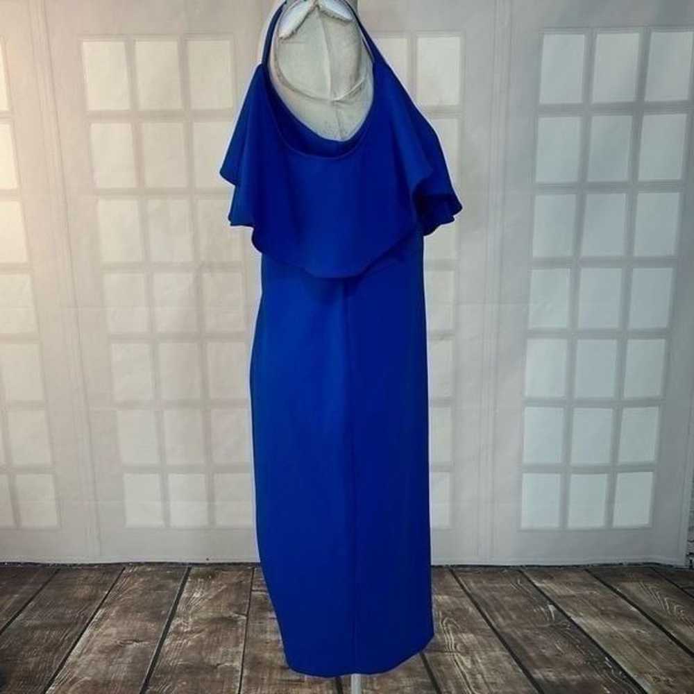 Rachel Roy Cold Shoulder blue flounce pencil Dres… - image 8