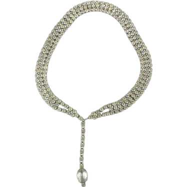 Vintage Big 3 Row Crystal Rhinestone Necklace - Ul