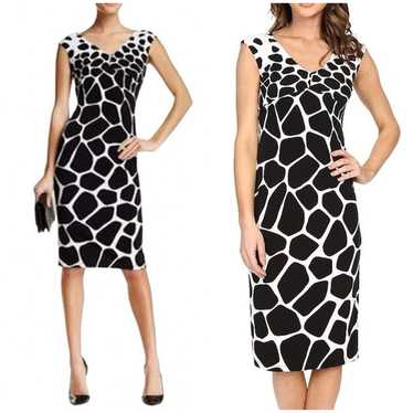 Maggy London Ecru Black Spot Giraffe Print Cockta… - image 1