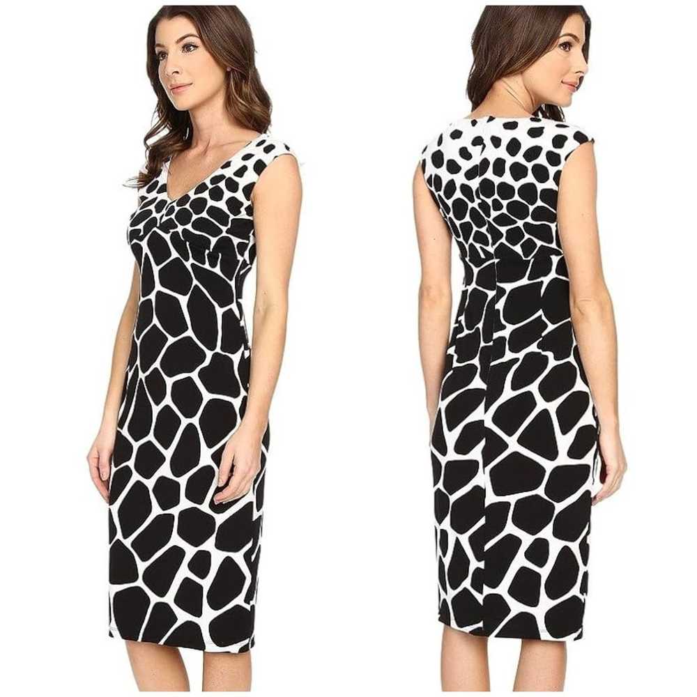 Maggy London Ecru Black Spot Giraffe Print Cockta… - image 2