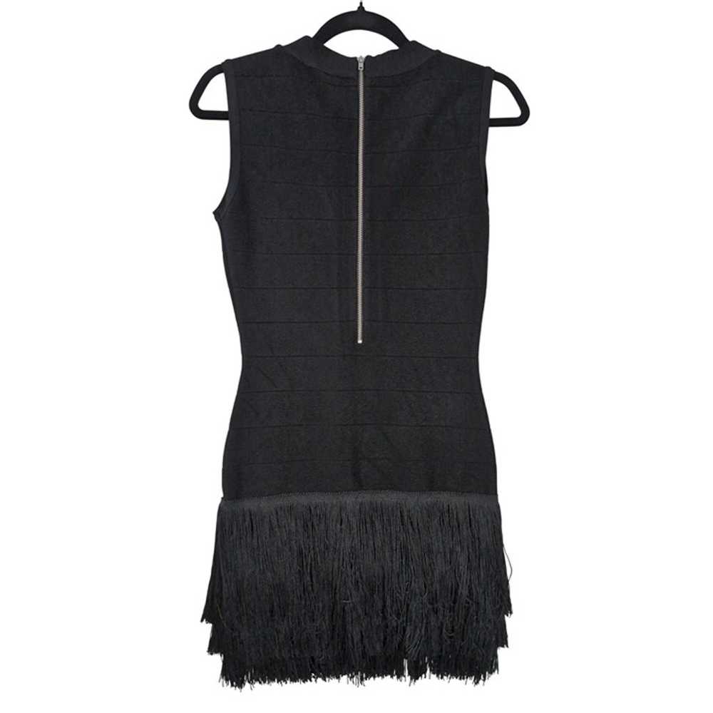 Venus Bandage Fringe Mini Dress Womens 6 Black Sl… - image 4