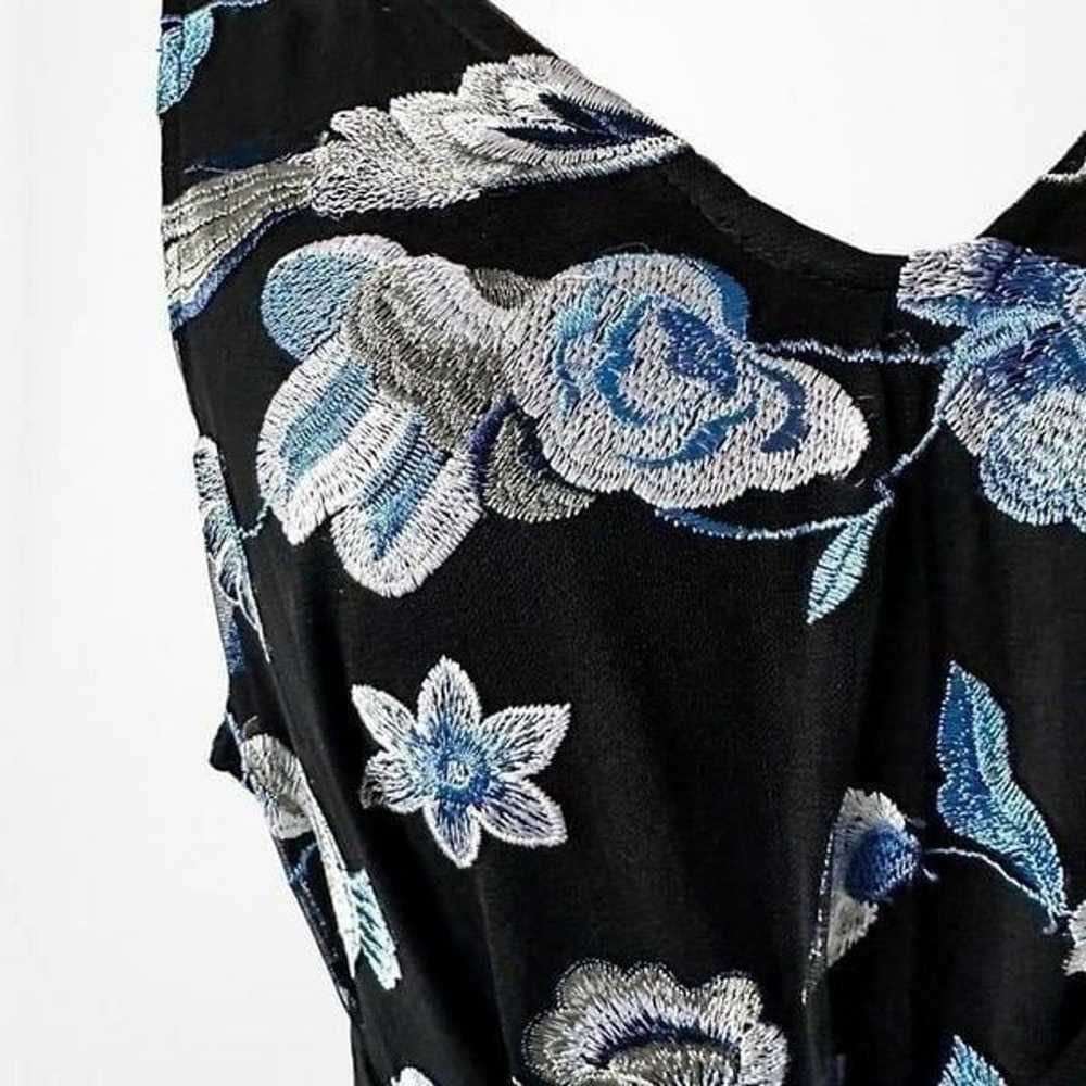 Blue Black V-Neck Floral Tunic Tank Knee Length F… - image 7