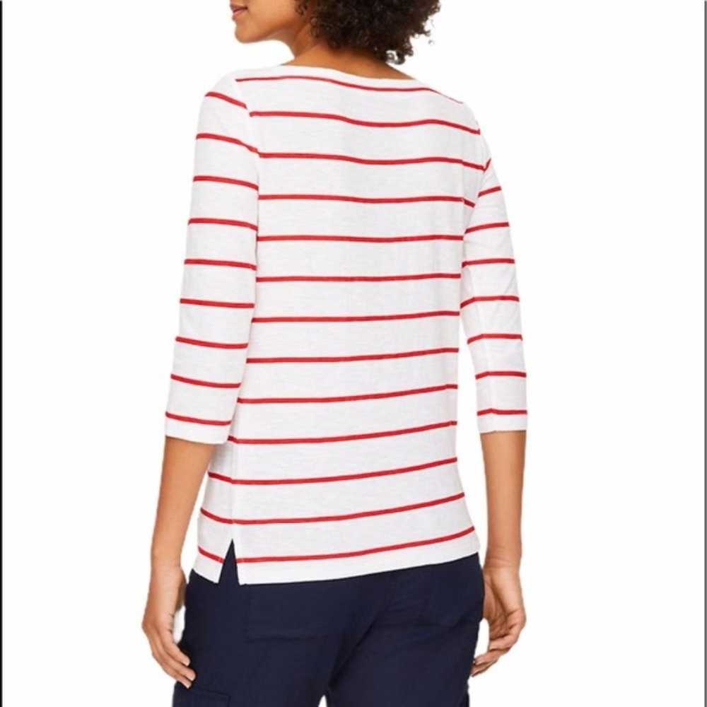 Loft LOFT Red & White City Striped Boatneck Tee - image 2