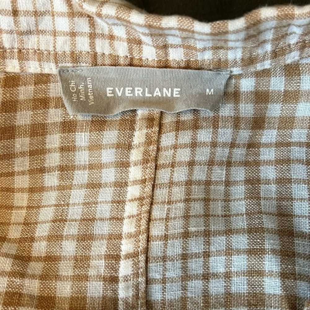 Everlane Linen Tan Plaid Shirt Dress Size Medium - image 6