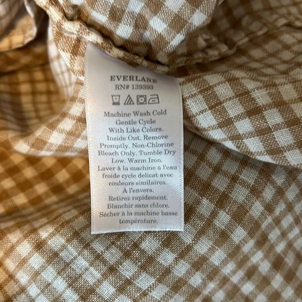 Everlane Linen Tan Plaid Shirt Dress Size Medium - image 7