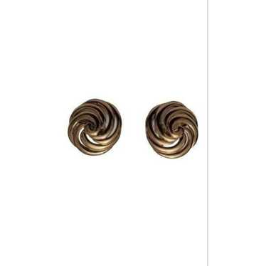 Napier Signed Gold Tone Swirl Screw back Earring … - image 1