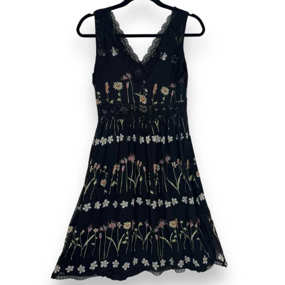 Anna Sui Anthropologie Silk Dress Size 6 Floral W… - image 11