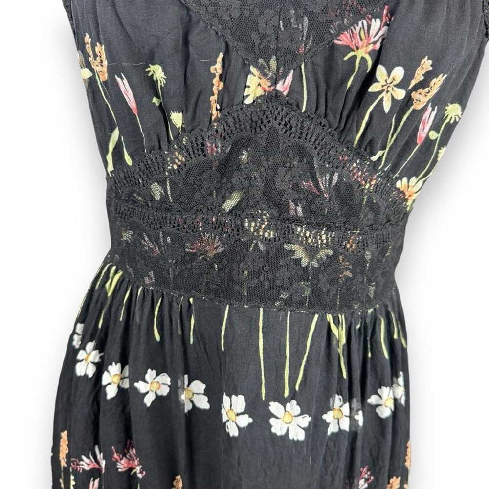 Anna Sui Anthropologie Silk Dress Size 6 Floral W… - image 9