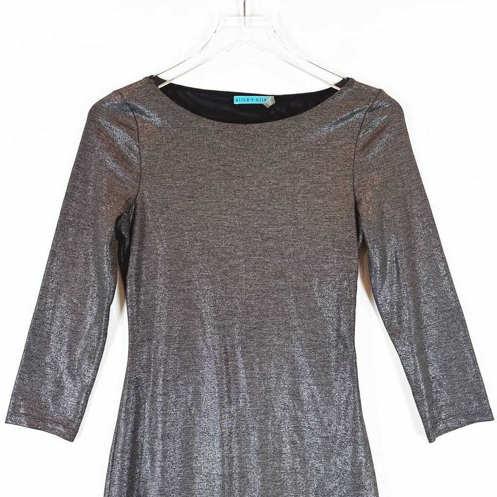 Alice + Olivia Long Sleeve Metallic Mesh Cut Out … - image 3