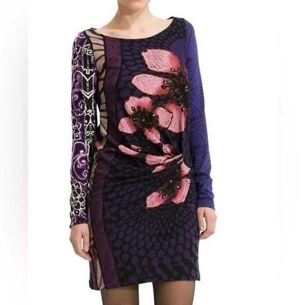 Desigual Melba Beaded Floral Pleated Tunic Top Dr… - image 2