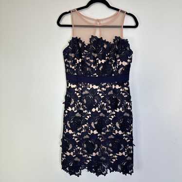 Adrianna Papell Navy lace & mesh cocktail dress