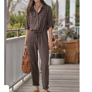 Sundance Women All Roads Jumpsuit XL Gray Half Sl… - image 1