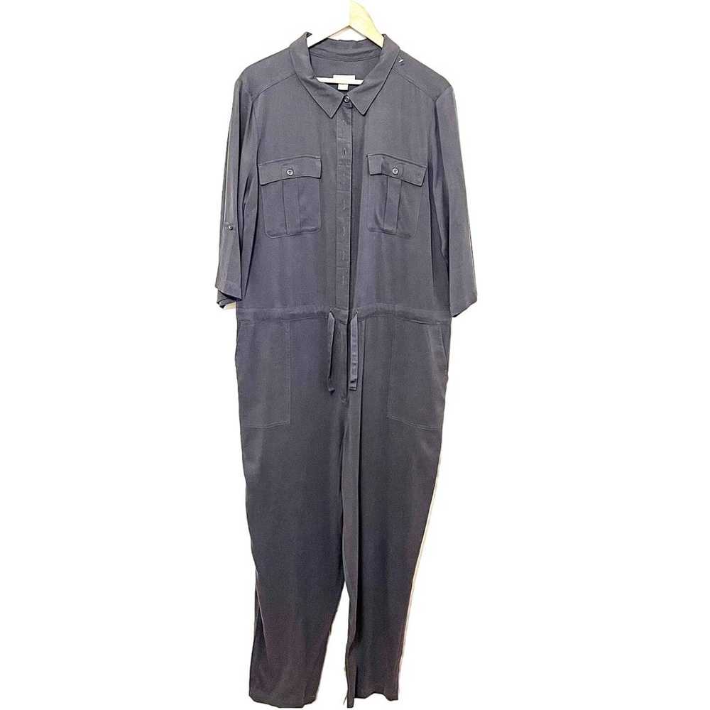 Sundance Women All Roads Jumpsuit XL Gray Half Sl… - image 2