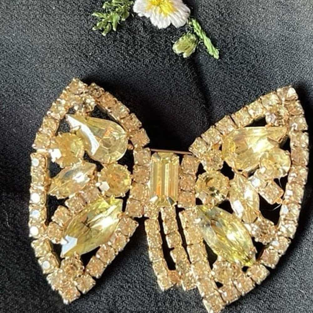 WEISS Rhinestone Bow or Butterfly Pin- Vintage! - image 3