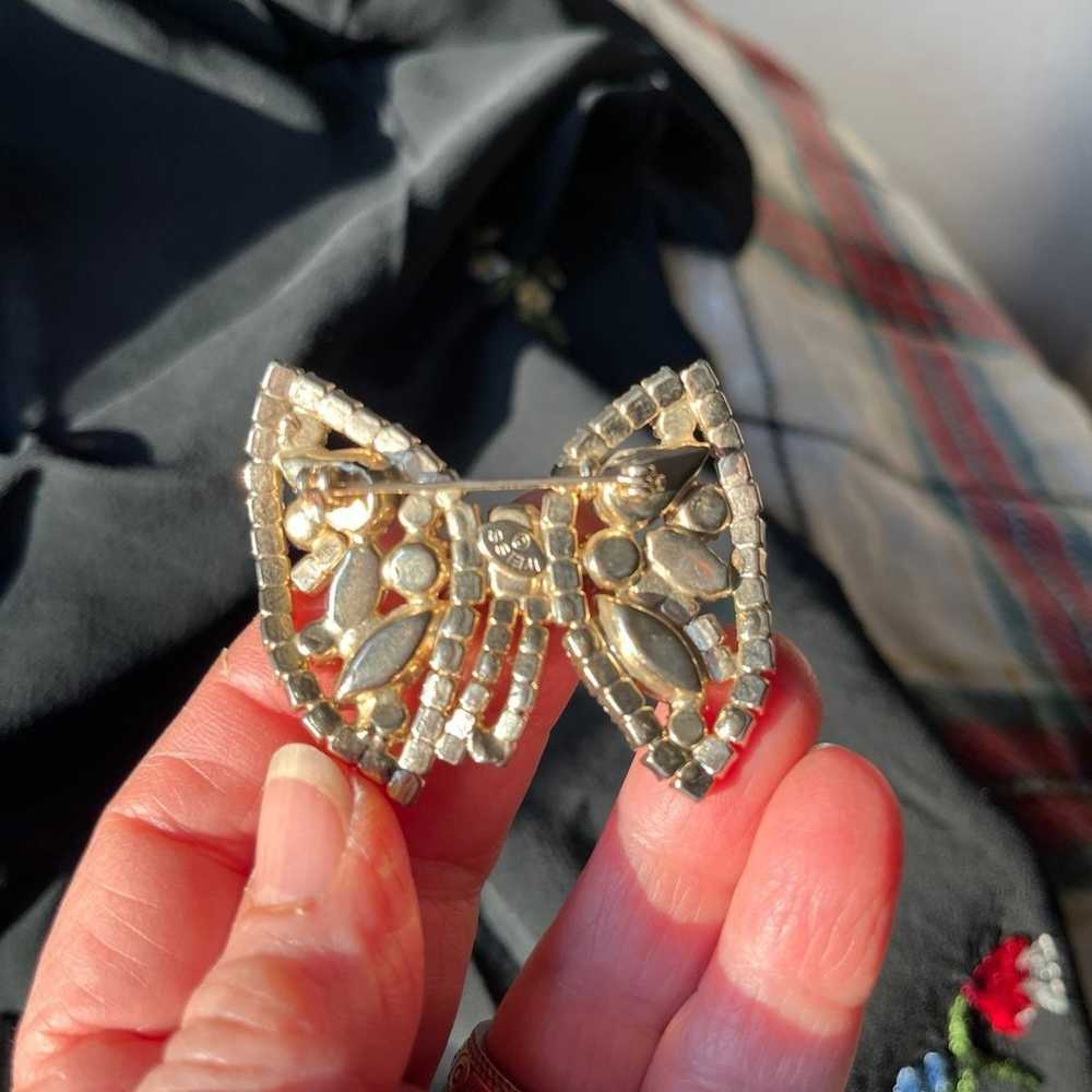 WEISS Rhinestone Bow or Butterfly Pin- Vintage! - image 8