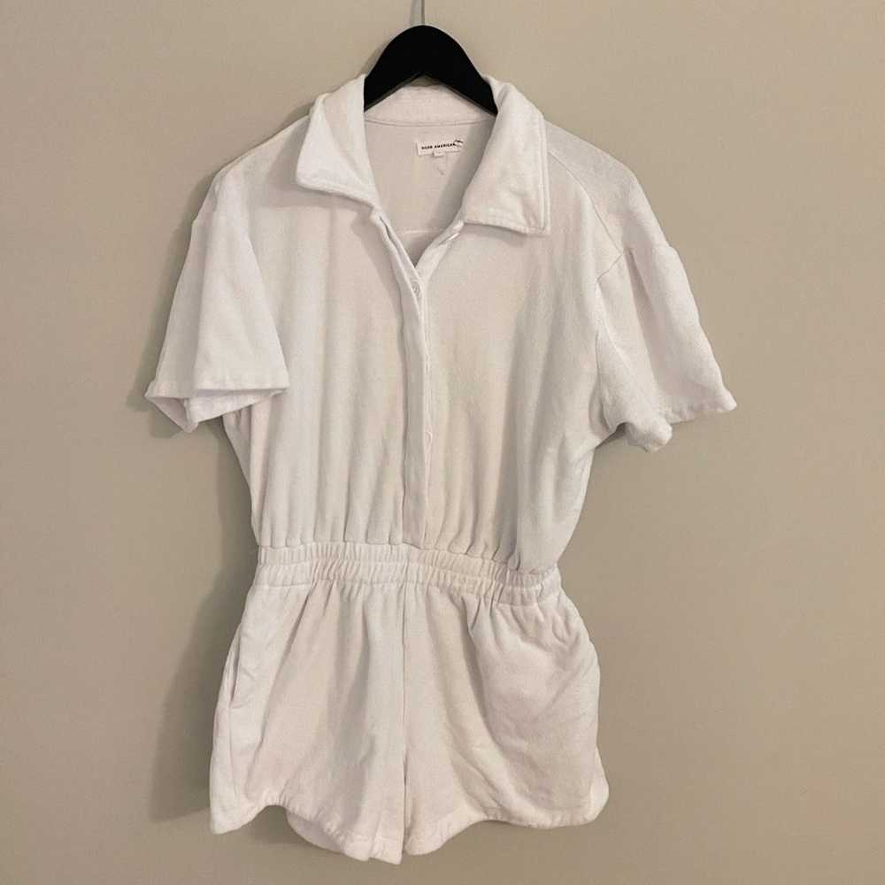 Good American White Terry Romper Collar Size S - image 2