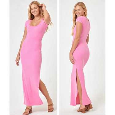 L*Space Valencia Bubblegum Pink Ribbed Maxi Dress 