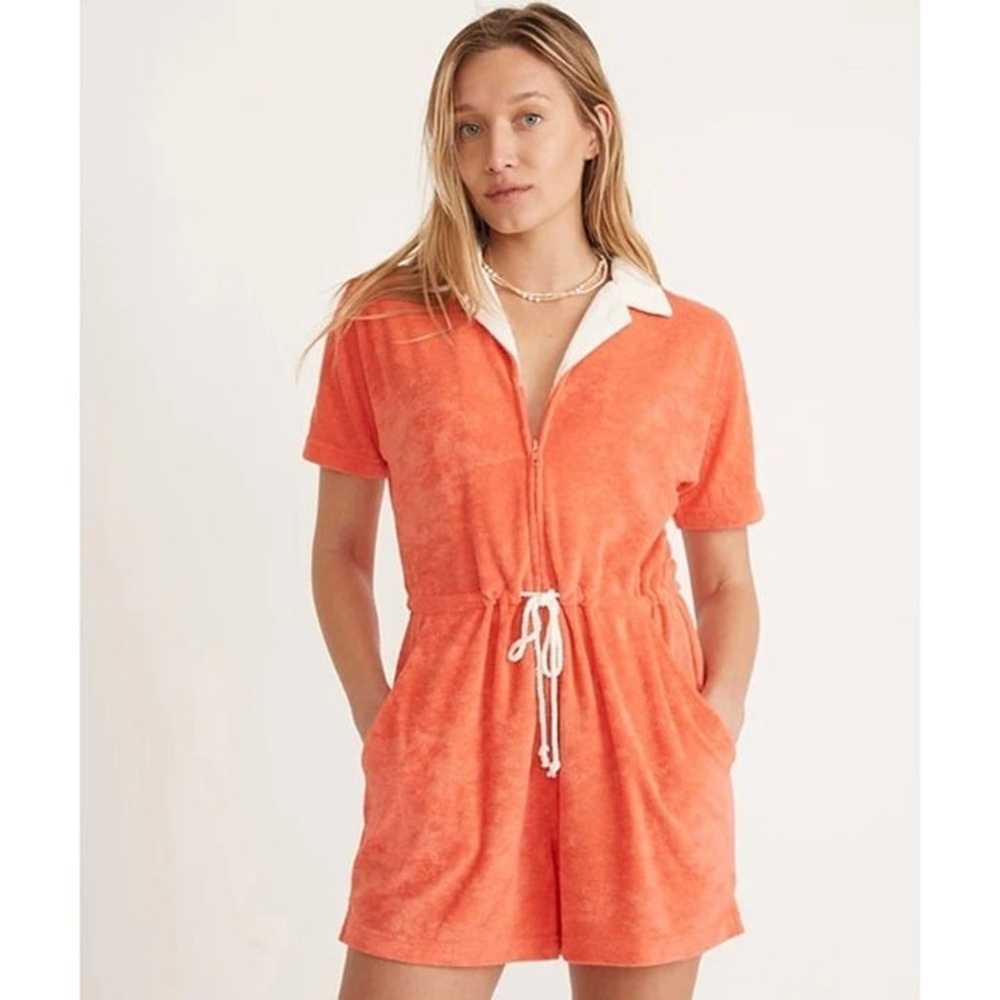 Marine Layer small Terry Put romper orange white … - image 1