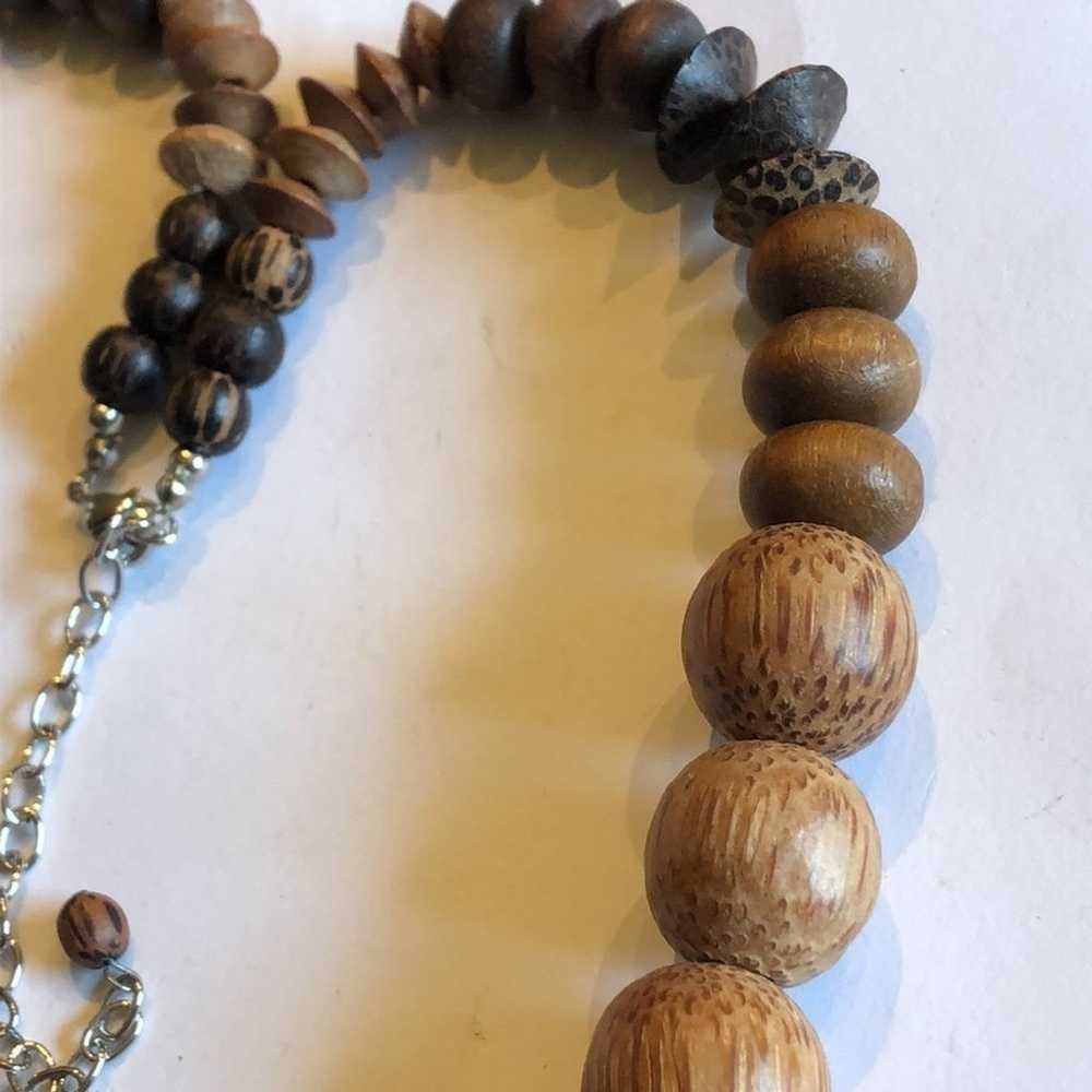 Huge Vintage Brown Wooden Beaded Ethnic Tribal Bo… - image 5