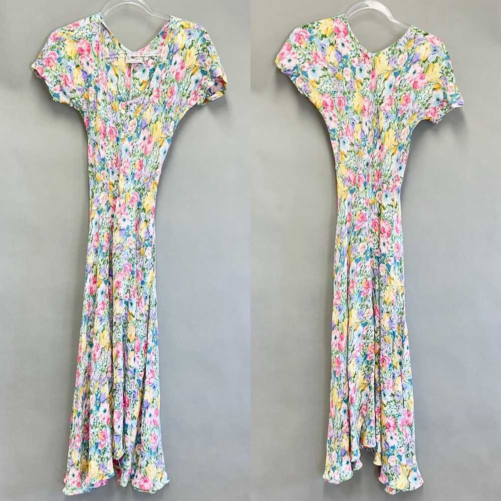 Vintage 90s cottagecore bias cut floral print sho… - image 12