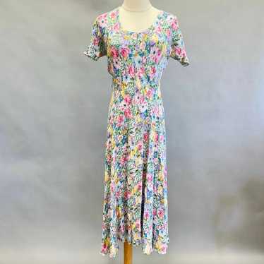 Vintage 90s cottagecore bias cut floral print sho… - image 1