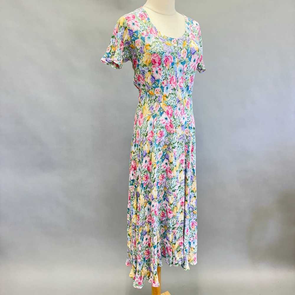 Vintage 90s cottagecore bias cut floral print sho… - image 3