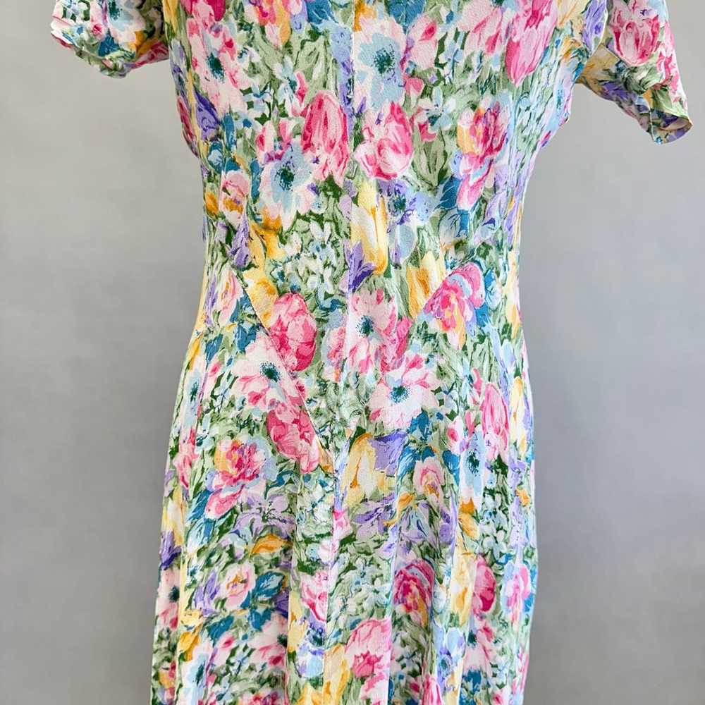 Vintage 90s cottagecore bias cut floral print sho… - image 7